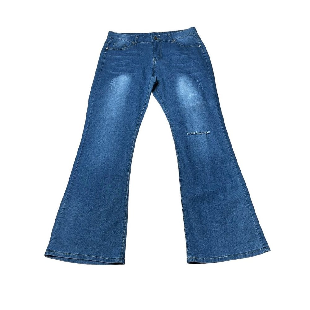 Womem flare leg blue color jean‎ size L